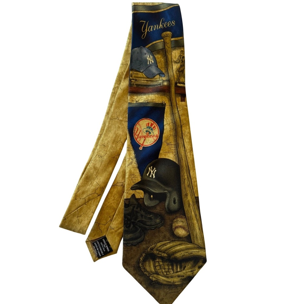 Eagles Wings Mens New York Yankees Silk Necktie Gold Vintage Baseball Sportswear